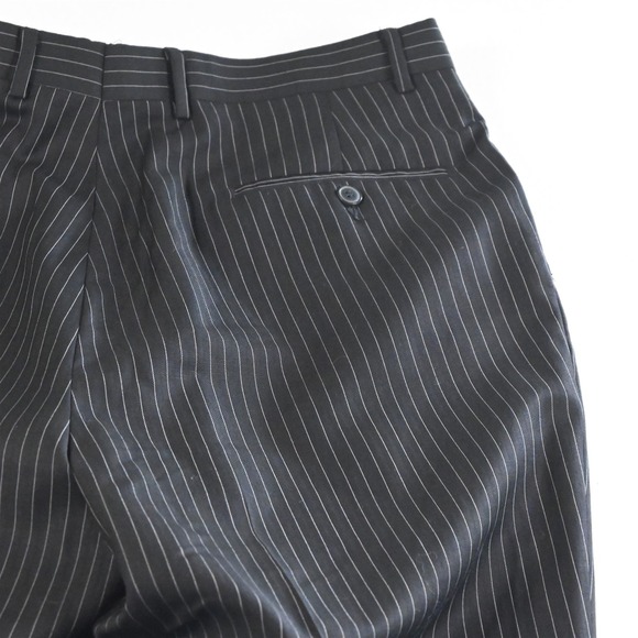Lineage 42S 33x30 Black Striped Super 140s Mens Jacket‎ Pants Suit - Picture 11 of 12